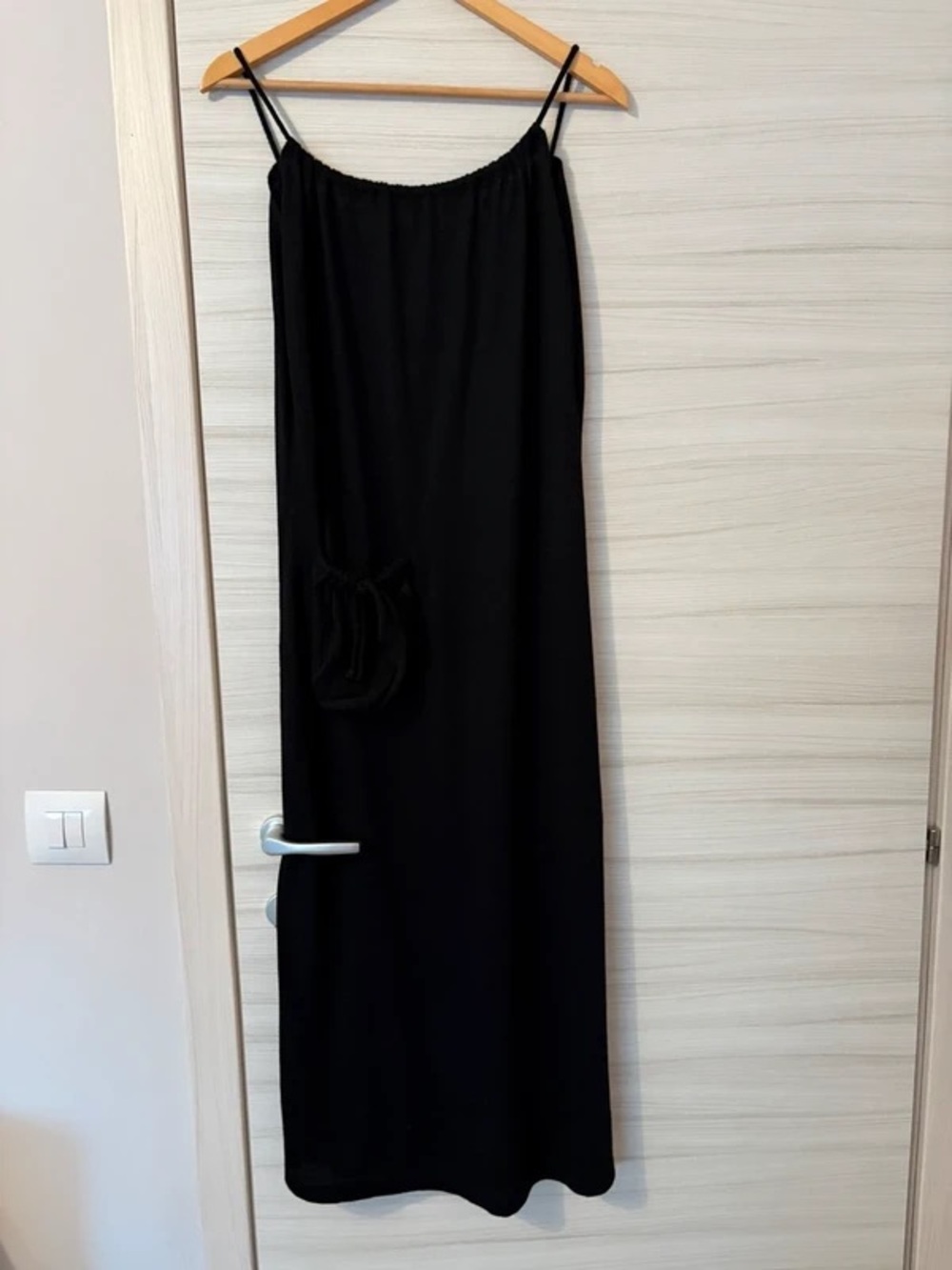 Black Maxi Slip Skirt with Spaghetti Straps
